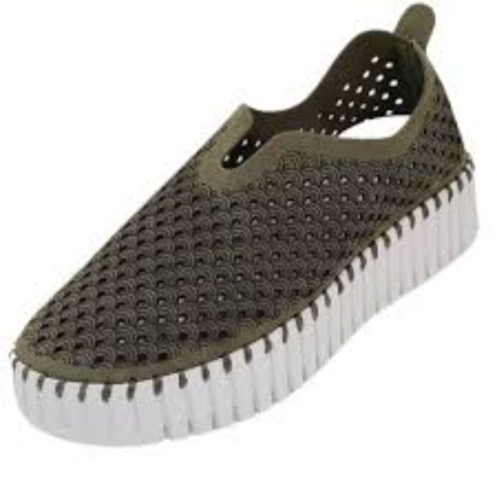 Ilse Jacobsen Tulip 3373 Deep Olive Slip-On Flats Women's EU 38 US 7.5-8